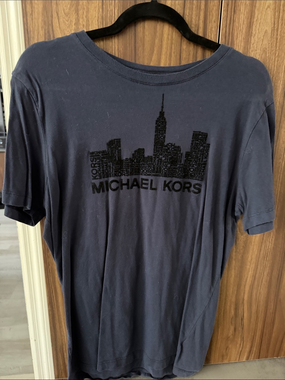 Michael Kors Navy T-Shirt with Black Logo Print